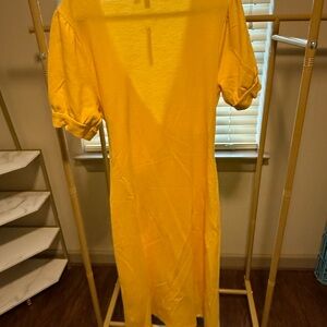 ASOS Yellow Short Sleeve Midi Dress